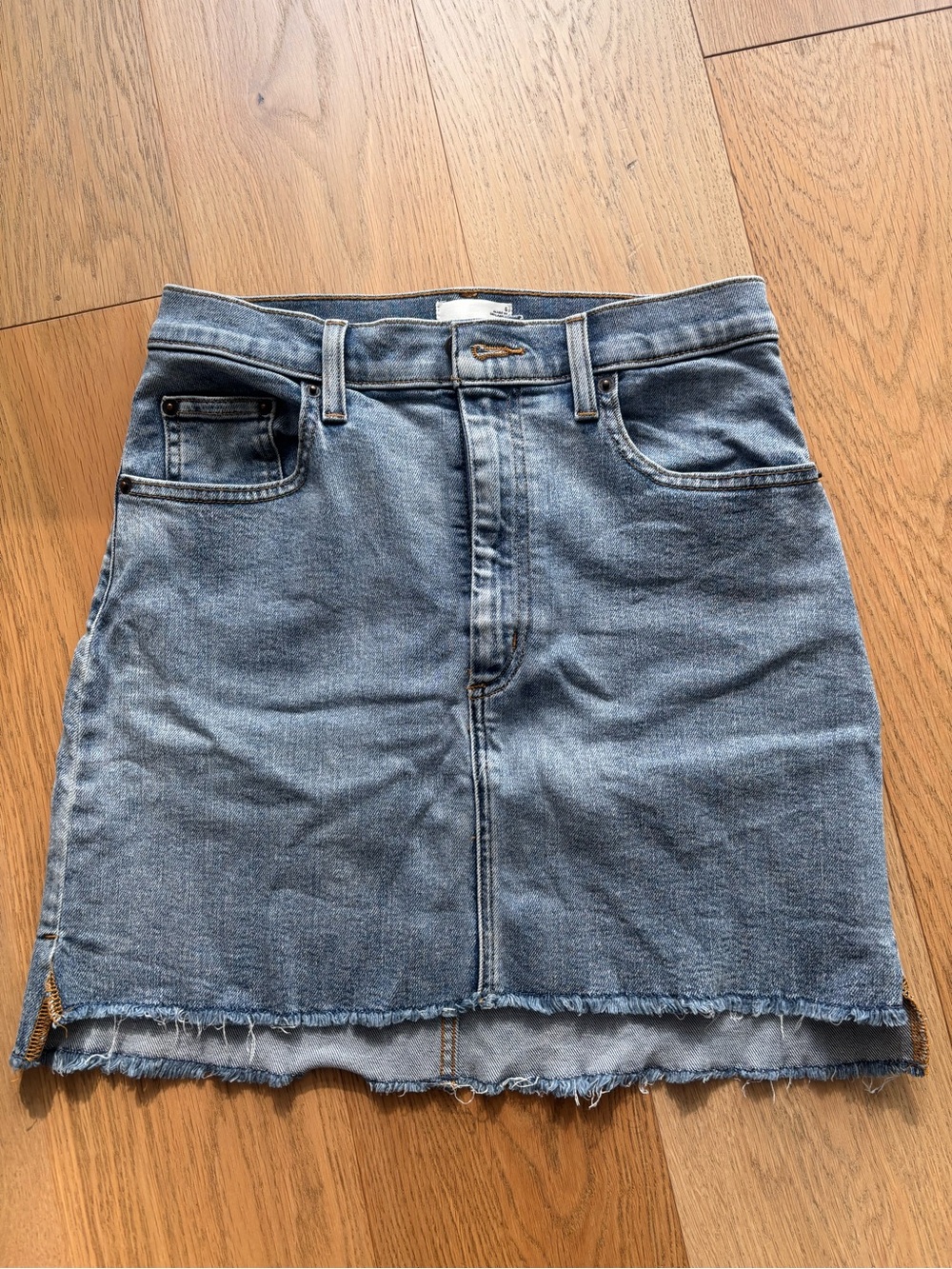 Wilfred Light Blue Denim Mini Skirt